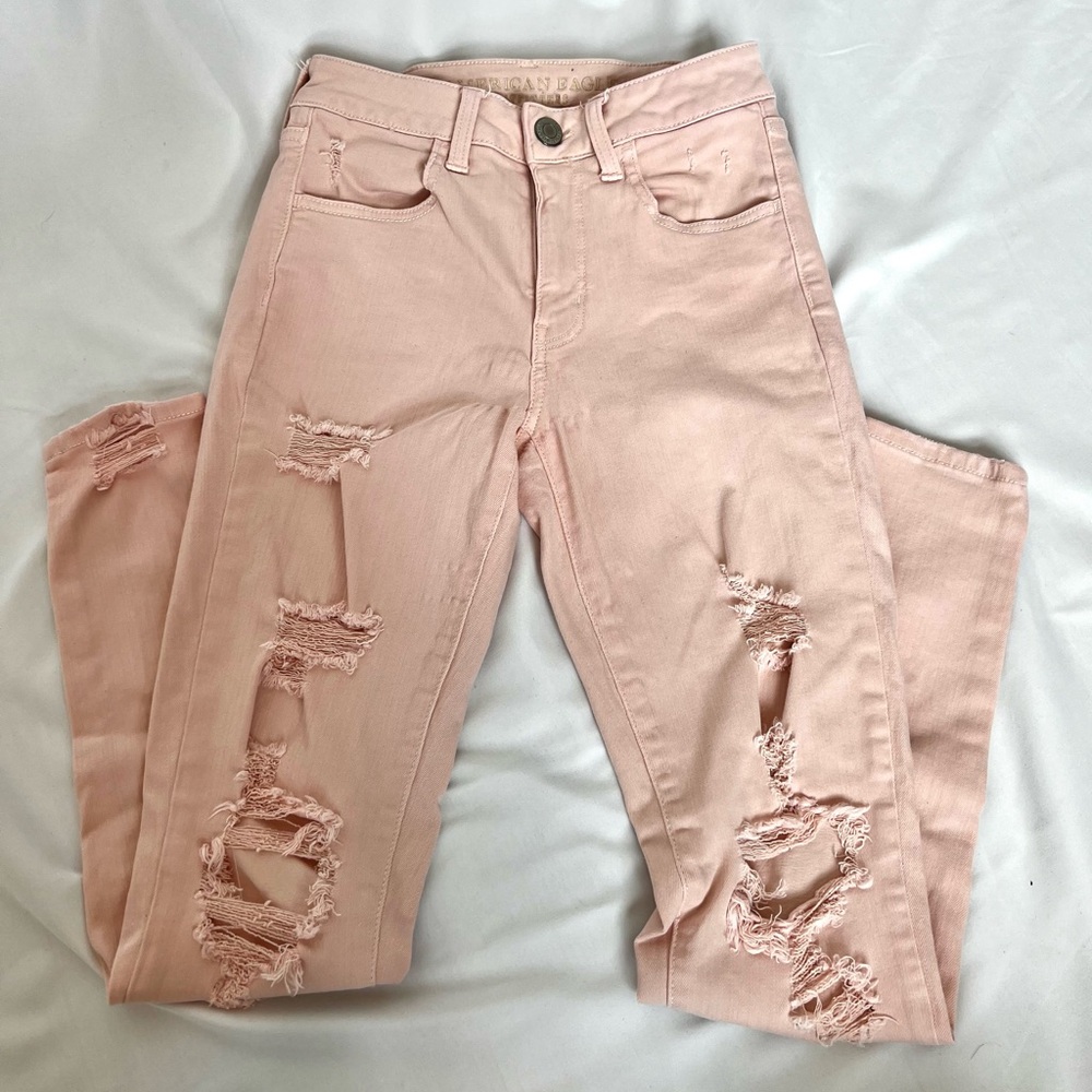 American Eagle, Light Pink Hi-Rise Skinny Jeans